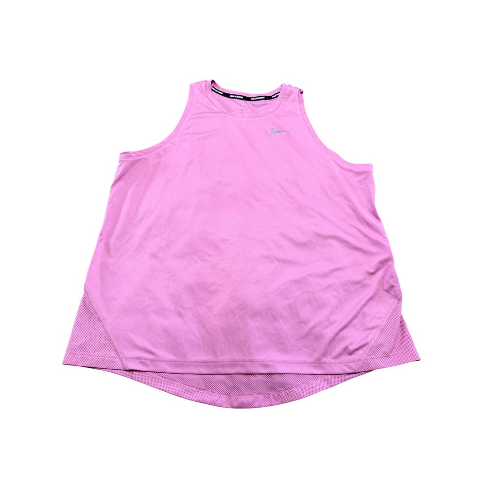 Nike‎ Tank Top Women XL Pink Dri-FIT Running Mesh Hem AJ8102-693 Excellent